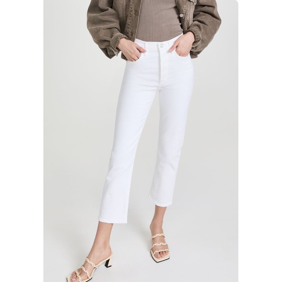AGOLDE NWT Riley Crop Ankle Denim Jean in White Whip // 24 - Picture 1 of 13